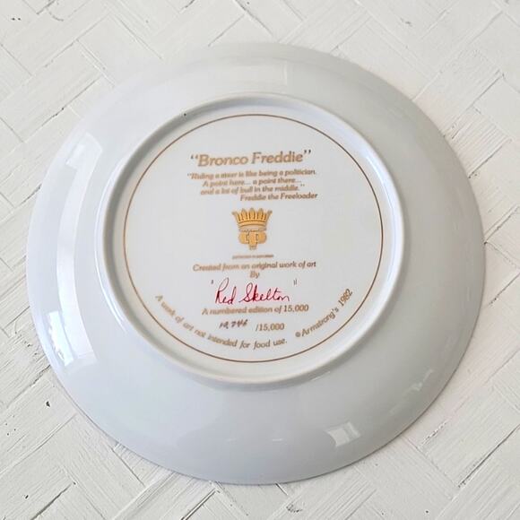 Vintage "Bronco Freddie" Signed Red Skelton Porcelain Plate Armstrong's 1982 - Picture 2 of 6